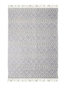 Seaside Elegance - Tassels Natural White & Blue Woven Rug (2 Sizes)