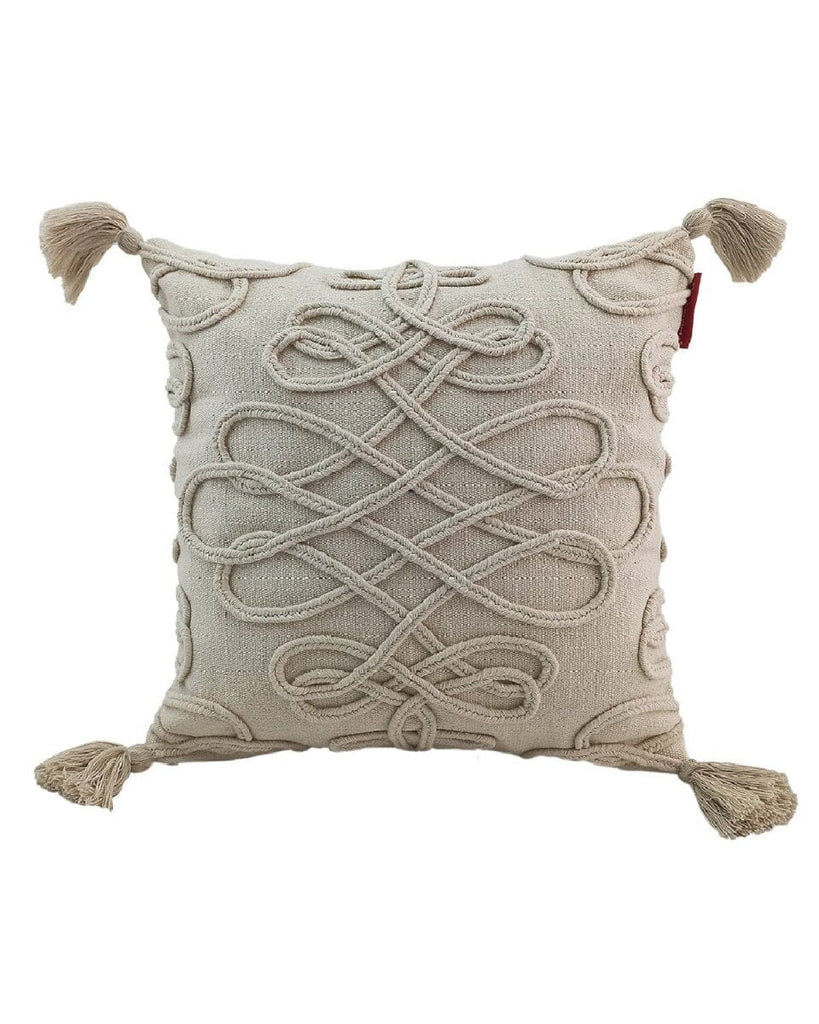 Cotton Cushion With fringes (45X45 CM) Cushion -- Cushion With Filler Homekode 