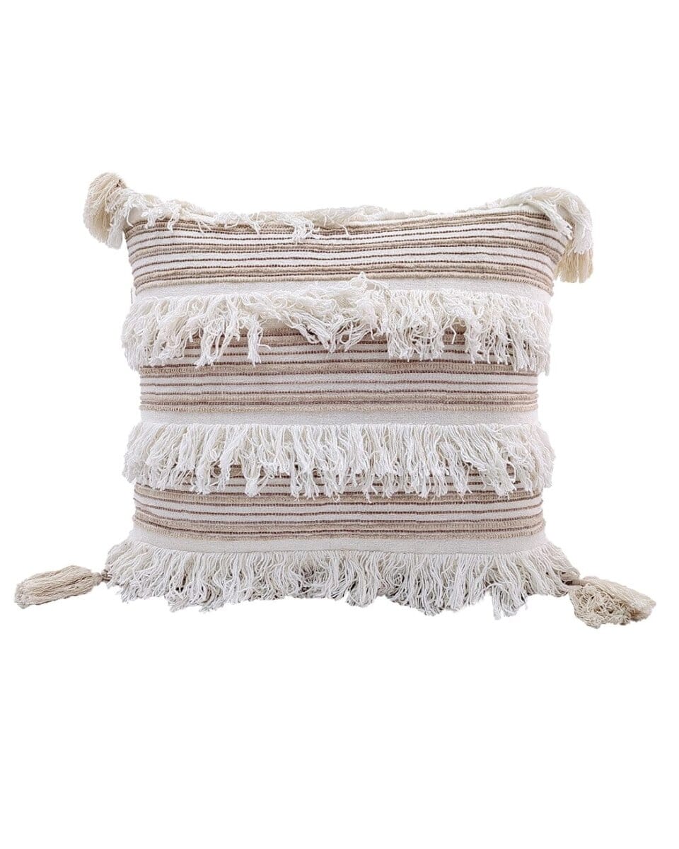 Fringed Cotton & Acrylic Cushion with Filler (45x45 CM)