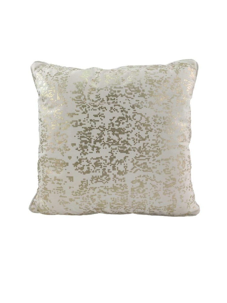 White & Gold Polyester Cushion Cover (45x45 CM)