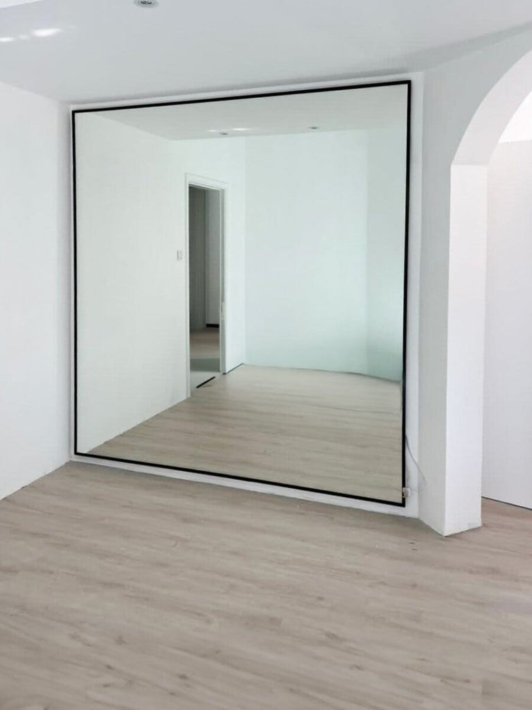 Black XL Stainless Steel Frame Rectangle Mirror Mirrors Homekode 225x235 CM Leaning to Wall 