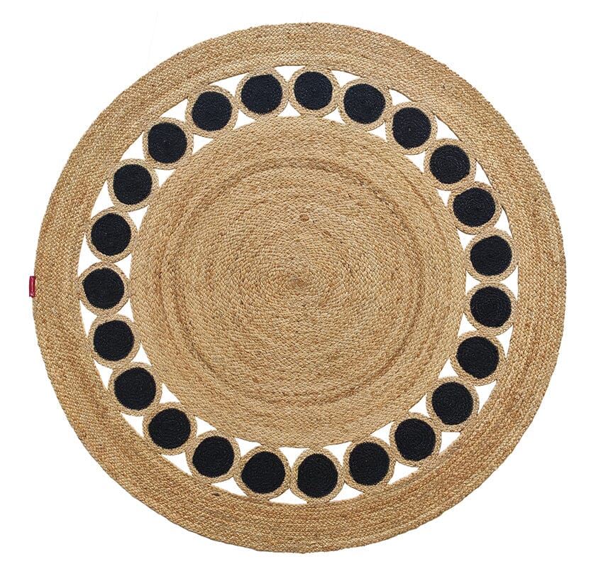 Natural & Black Cotton Braided Round Rug (3 Sizes Available) Braided -- Braided Rug Homekode 150 CM 