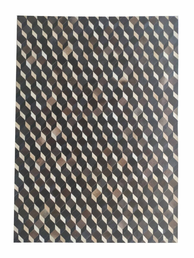 Geometric 3D Multi-Color Leather Rug (3 Sizes)
