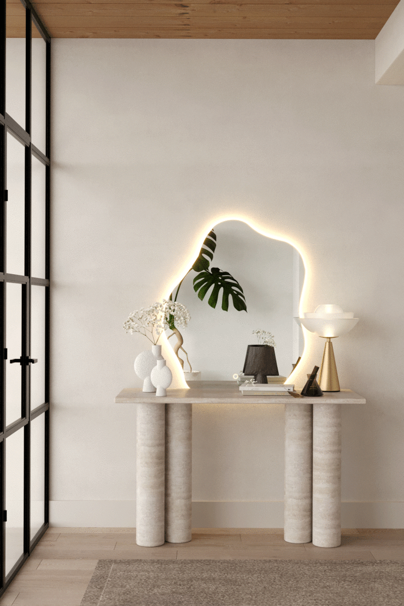 Soft Backlit Skylar Irregular Cloud LED Wall Mirror β Soft Backlit Illumination ...