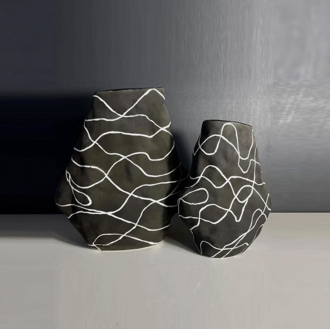 Black Abstract Stripes Vases (2 Sizes)