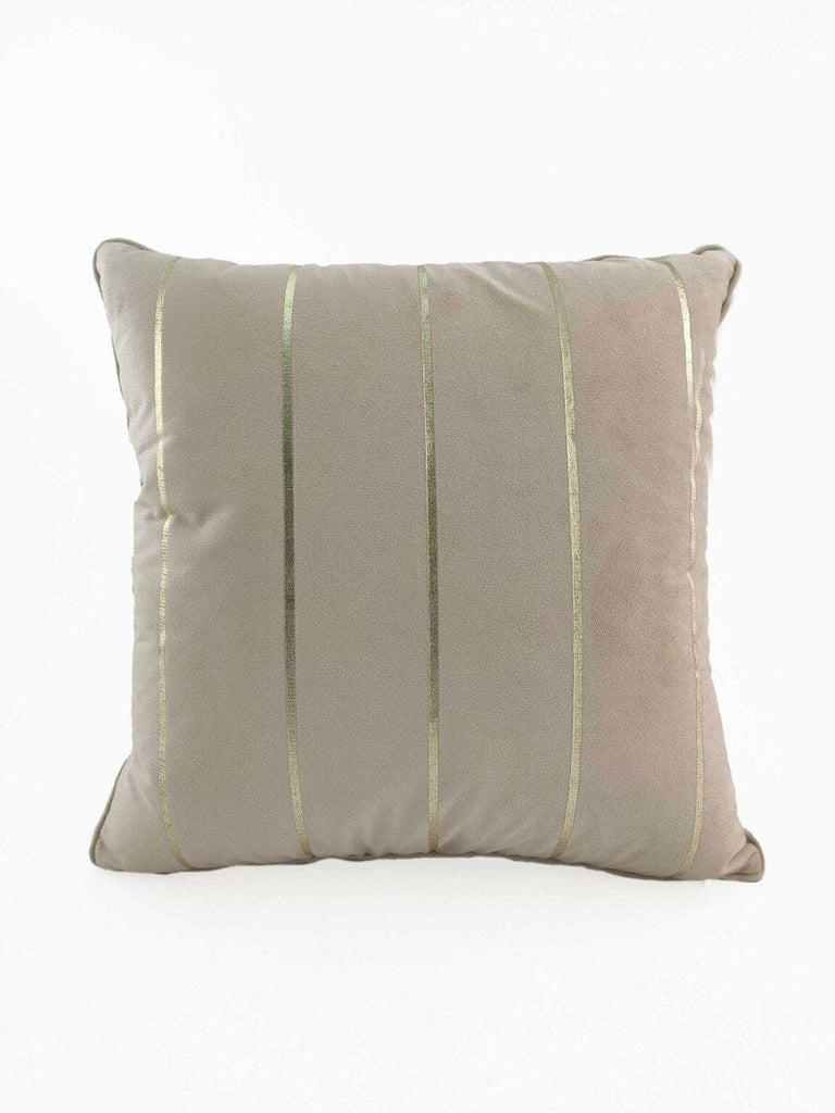 Cream & Light Gold Polyester Cushion Cover (45x45 CM)