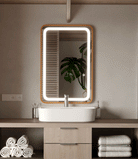 Gold Frame LED Rectangle Vanity Mirror with Rounded Corners (6 Sizes) Mirrors Homekode 