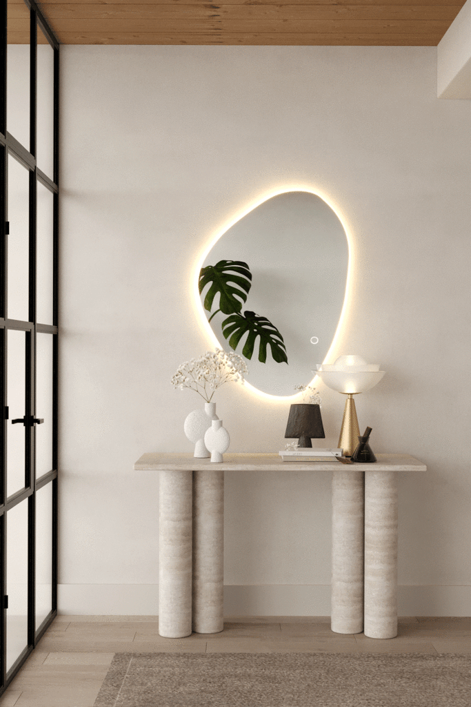 Triangle Irregular Shape Wall Mirror with Backlit LED