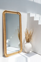 Rattan Rectangular Rounded Corners Full Length Mirror (180X80 CM) Mirrors Homekode 