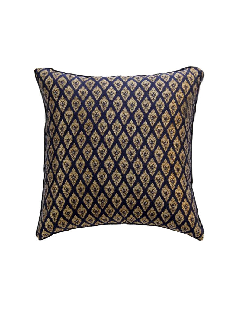 Black & Gold Polyester Cushion Cover (40X40 CM)