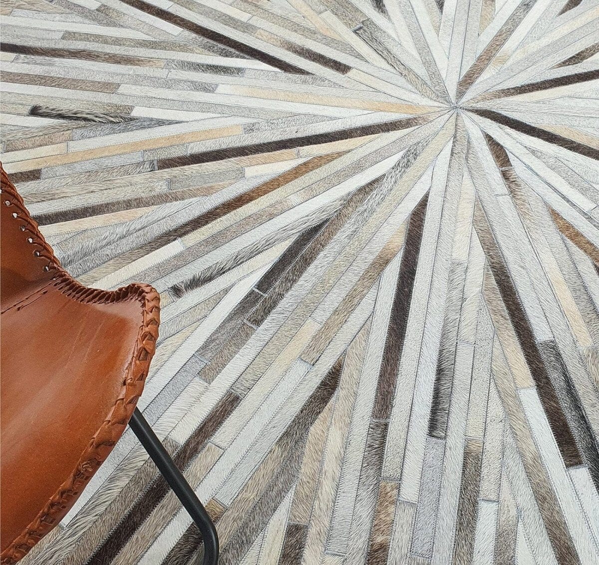 Radiant Metallica - Leather Round Rug (3 Sizes) LEATHER RUG 