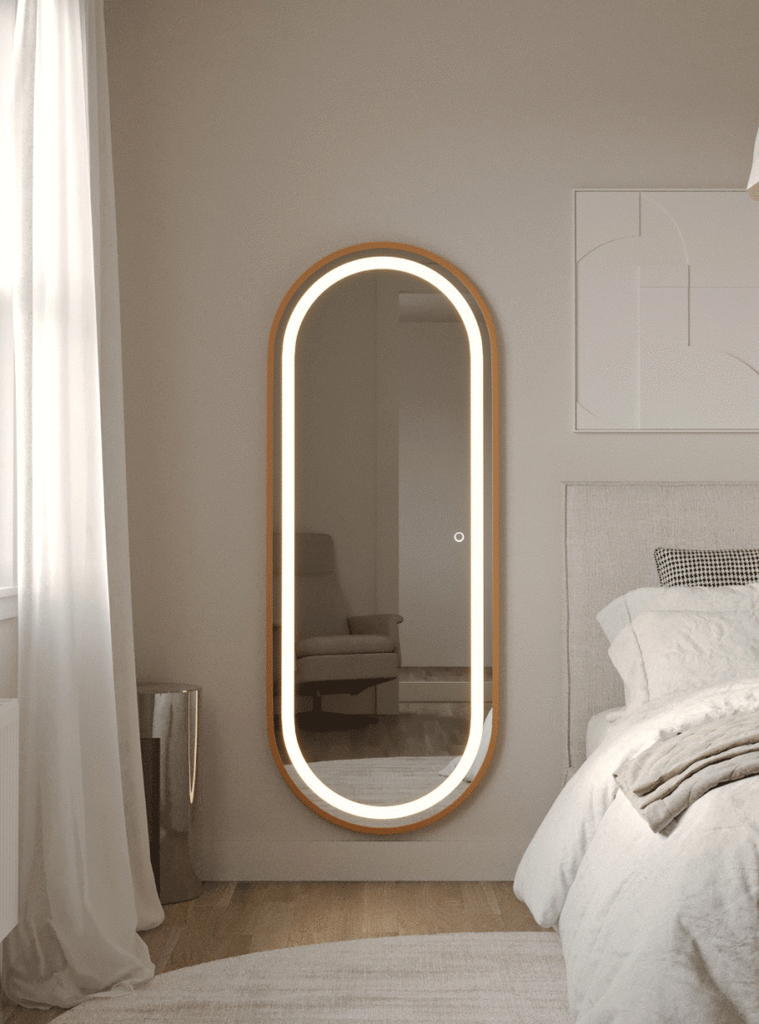 Oval Gold Mirror With Light Homekode 