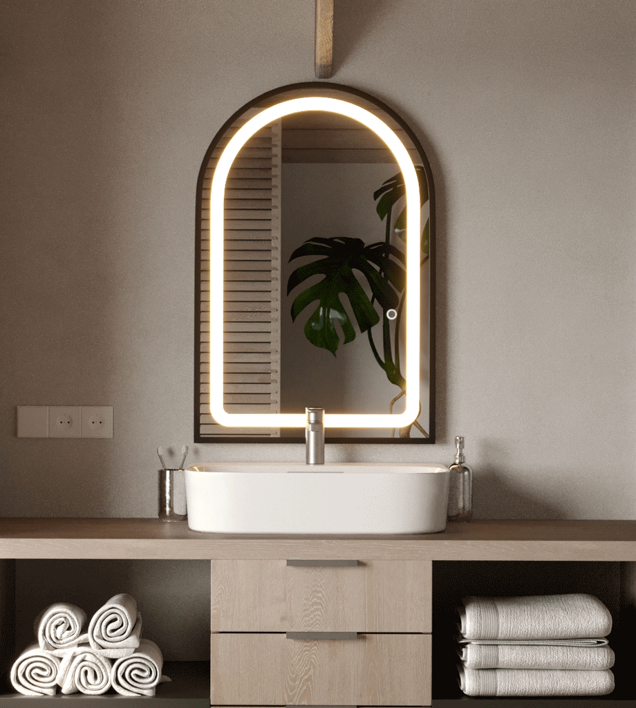 Black Arch Vanity Wall Mirror with LED
