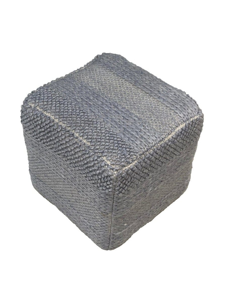 Grey Polyester & Cotton Cube Pouf (40x40x40 CM) POUF Homekode 