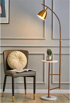 Gold arched Floor Lamp With Side table Homekode 