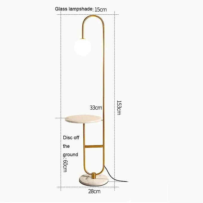 Gold and White arched Floor Lamp With Side table Homekode 