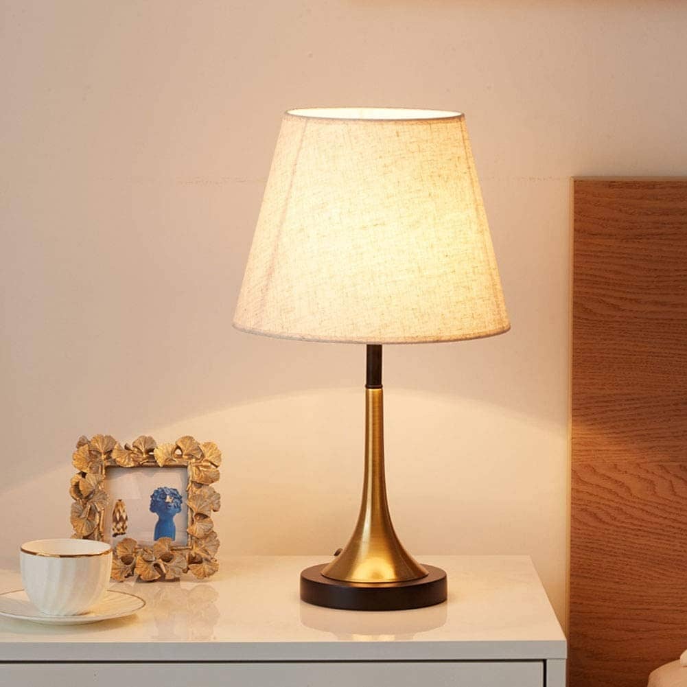 Polished Brass & Black Linen Table Lamp Homekode 