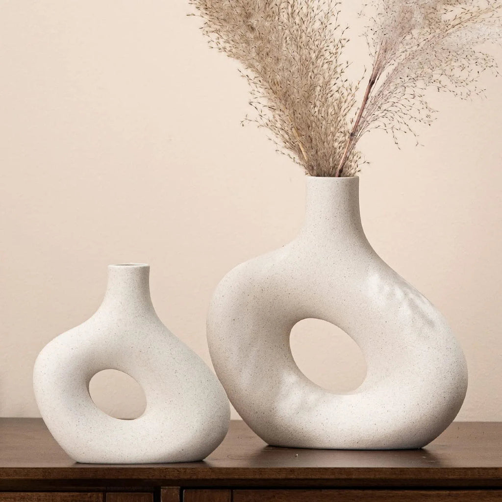 Ceramic Distorted Donut Vases (Set of 2)