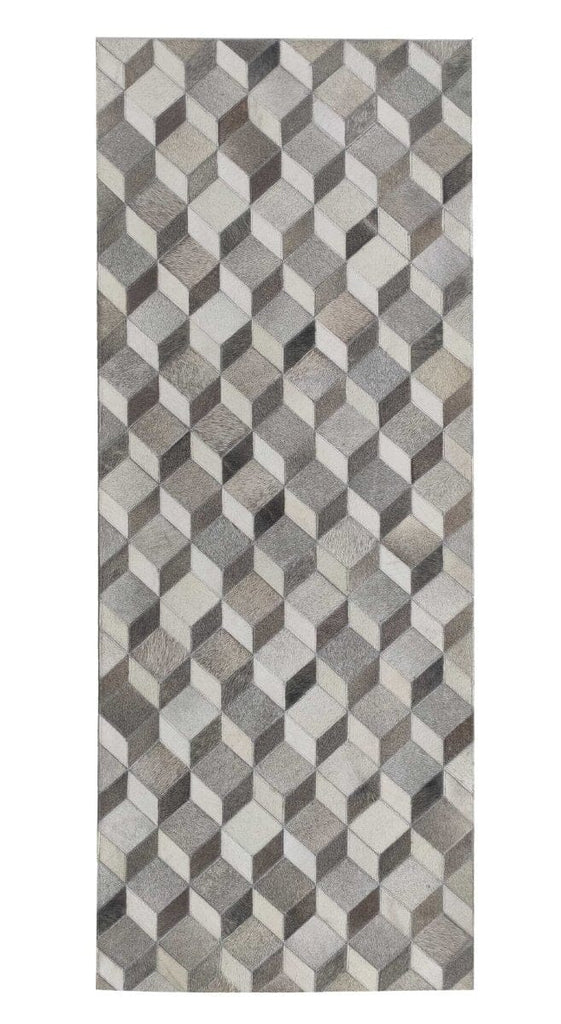 Hallway Grey Multi-Color Leather Rug (80x200 CM)
