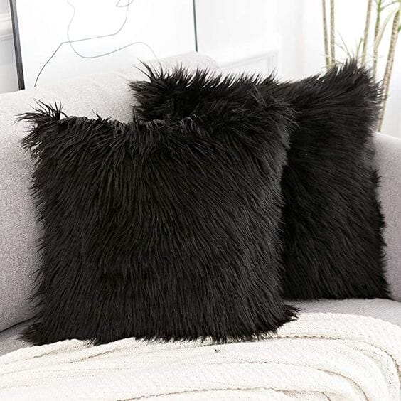 Black Fur Cushion with Filler (45x45 CM)