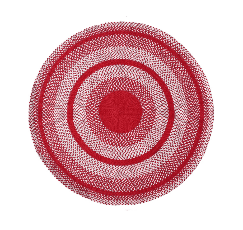 Red and White Braided Round Rug (3 Sizes Available) Braided -- Braided Rug Homekode 