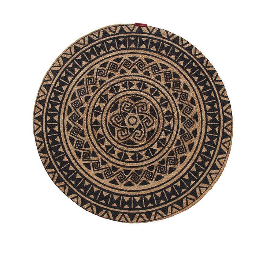 Natural black Braided Jute Round Rug (90 CM) Braided -- Braided Rug Homekode 