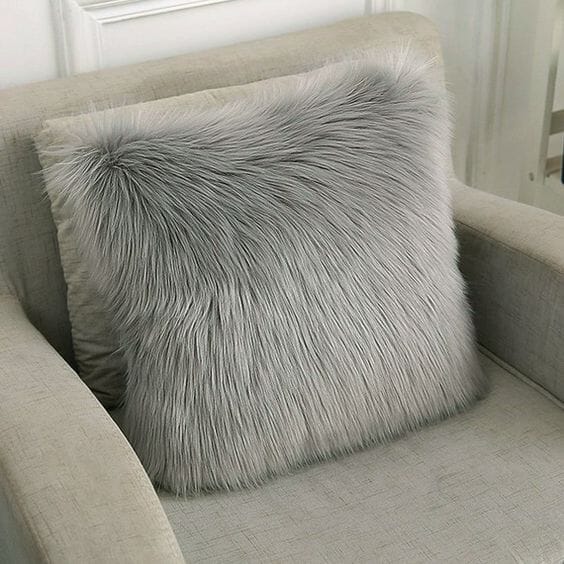 Light Grey Fur Cushion (45x45 CM) Homekode 