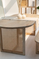 Ariana Wooden Dining Table with Rattan Legs