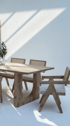 Arura Wood Rectangular Dining Table with Hollow Legs