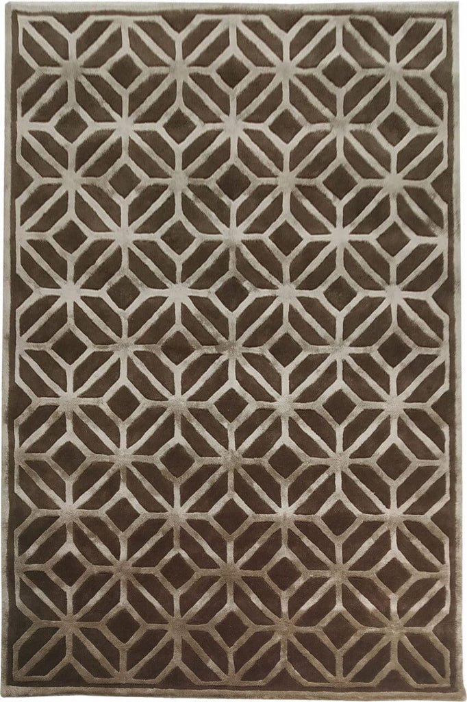 Brown & Beige Wool Handmade Rug (180x270 CM) HANDMADE CARPET Homekode 