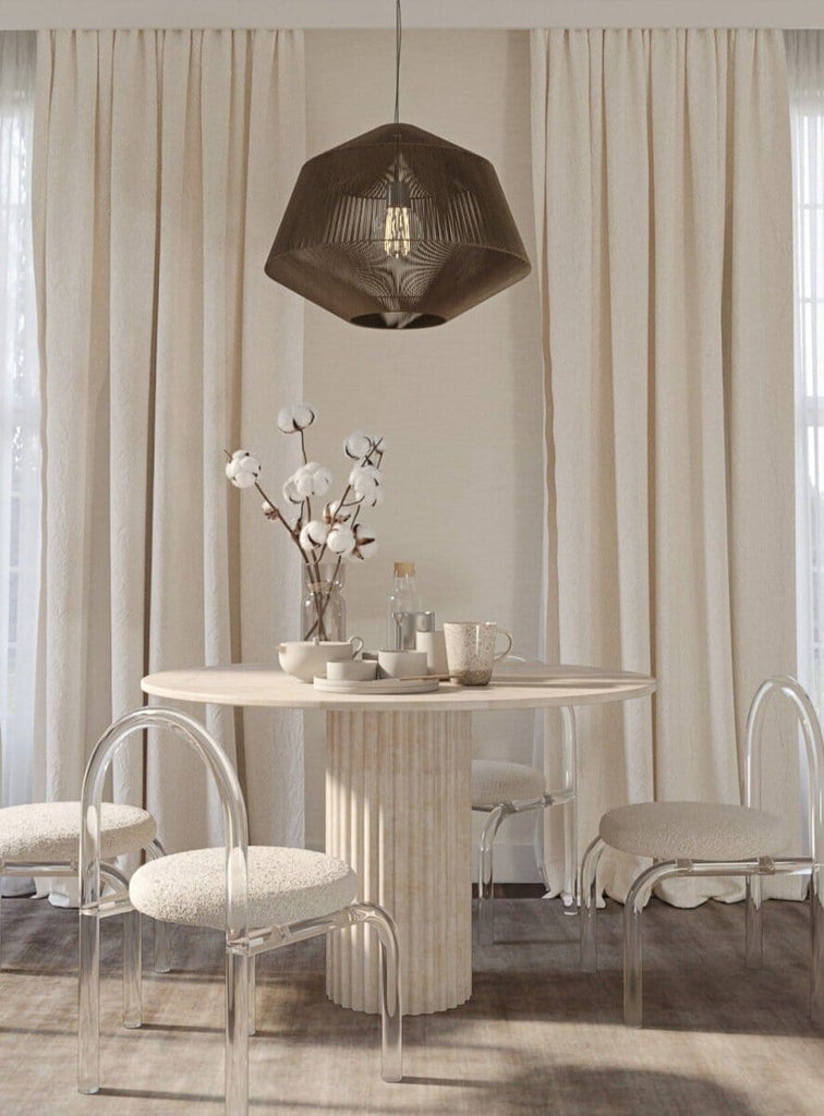 Claire Beige Travertine Round Dining Table (2 Size Available) Homekode 
