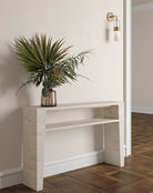 Ashley - Travertine Console Shelf Table