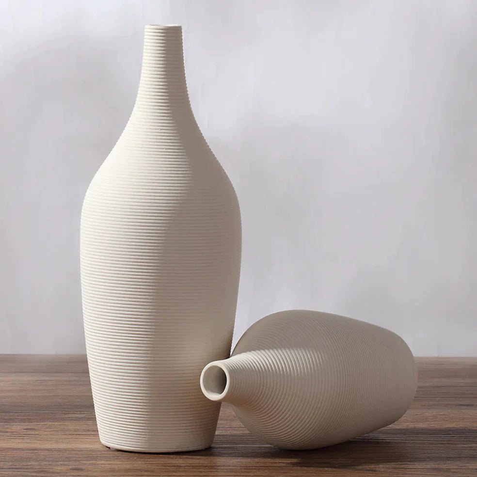 White Elongated Shape Ceramic Vase (2 Sizes)