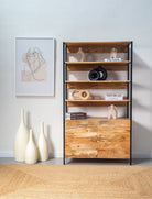 Cedar Industrial Metal & Wood Bookshelf Homekode 