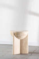 Renata Travertine Pedestal Side Table (38x50 CM) Homekode 