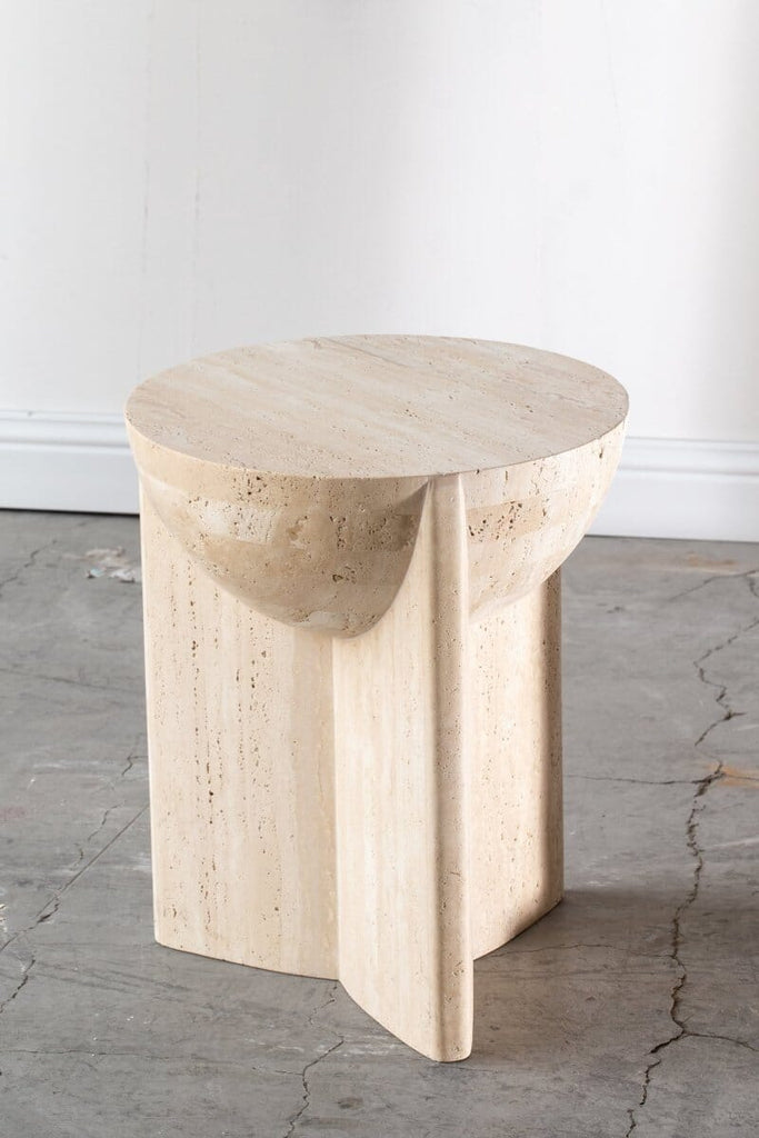 Renata Travertine Pedestal Side Table (38x50 CM) Homekode 