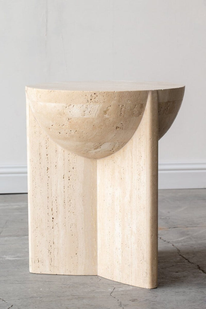 Renata Travertine Pedestal Side Table (38x50 CM) Homekode 