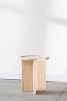 Aria Round Top Travertine Side Table Homekode 