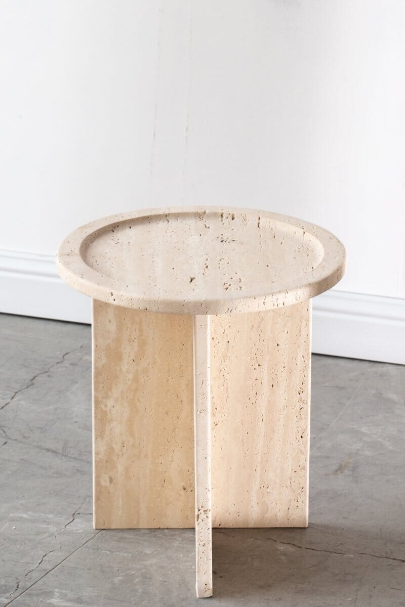 Aria Round Top Travertine Side Table Homekode 