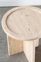 Aria Round Top Travertine Side Table Homekode 