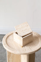 Aria Round Top Travertine Side Table Homekode 