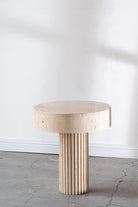 Aveline Travertine Round Top Side Table Homekode 