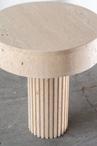 Aveline Travertine Round Top Side Table Homekode 