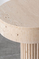 Aveline Travertine Round Top Side Table Homekode 