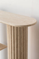 Athena Half Oval Top Travertine Console Table Homekode 