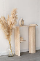 Athena Half Oval Top Travertine Console Table Homekode 