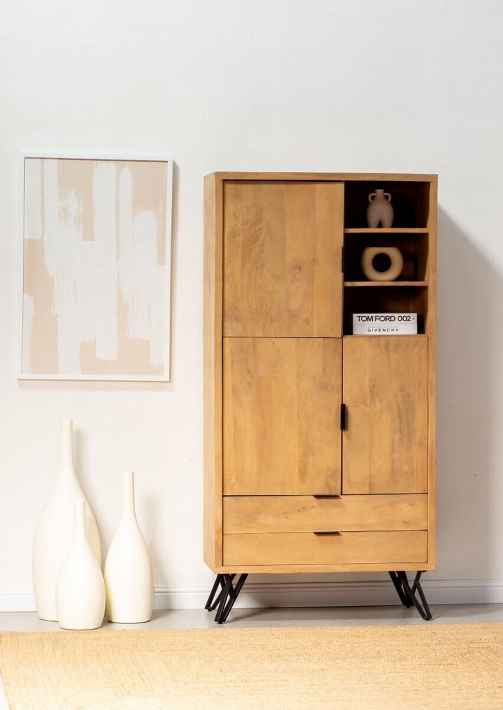 Diane Wooden Cabinet with Mini Display Shelves Homekode 