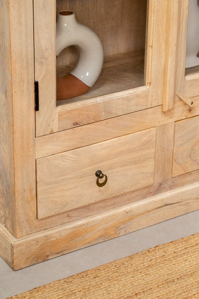 Deja Wooden Display Cabinet with Glass Doors Homekode 