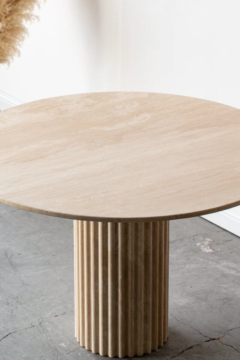 Claire Beige Travertine Round Dining Table (2 Size Available) Homekode 