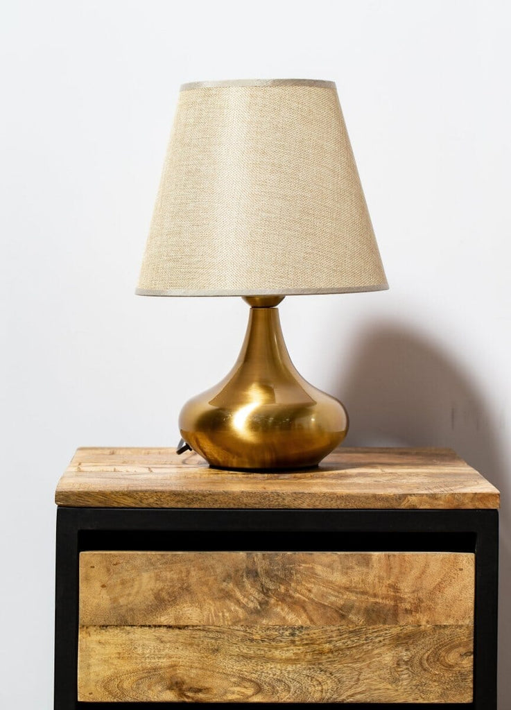 Golden Metal Table Lamp with Beige Shade Homekode 